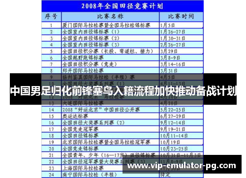 中国男足归化前锋塞鸟入籍流程加快推动备战计划